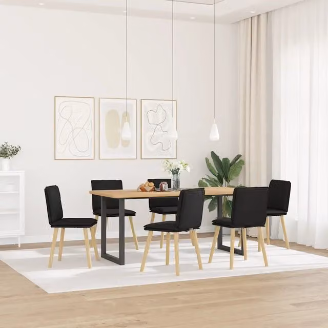Sedie da Pranzo 6 pz Nere in Tessuto 3315627