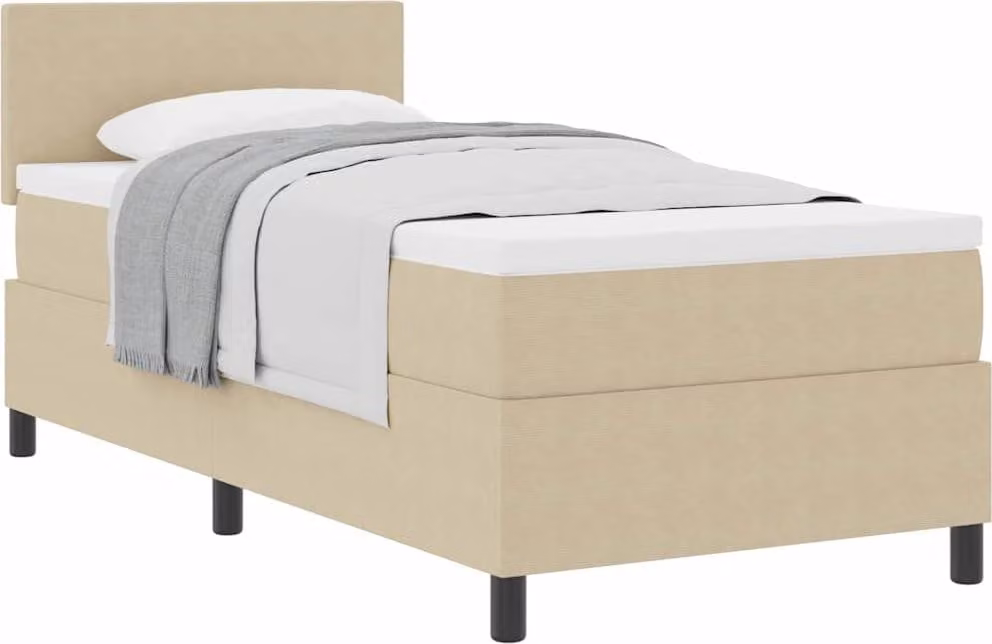 Letto a molle con testiera Grigio chiaro e bianco 80 x 200 cm