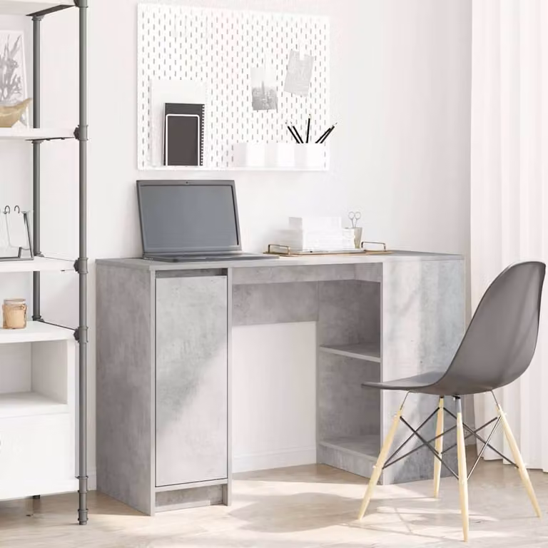 Scrivania moderna vidaXL in legno e MDF, colore grigio, L 120 x P 42 x H 76 cm