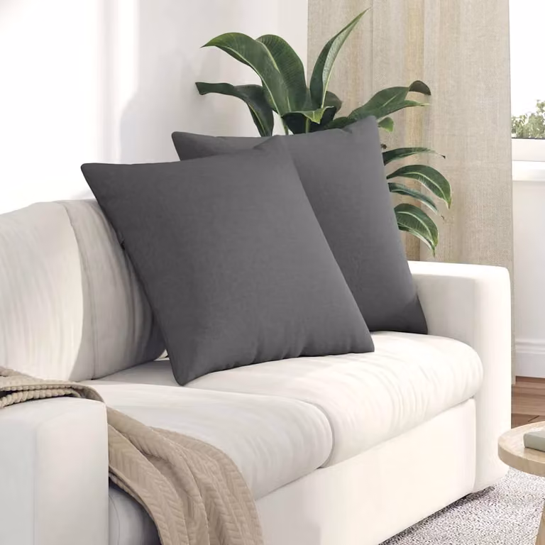 Set di 2 cuscini da divano quadrati vidaXL in tessuto grigio, L 60 cm x P 60 cm x H 60 cm
