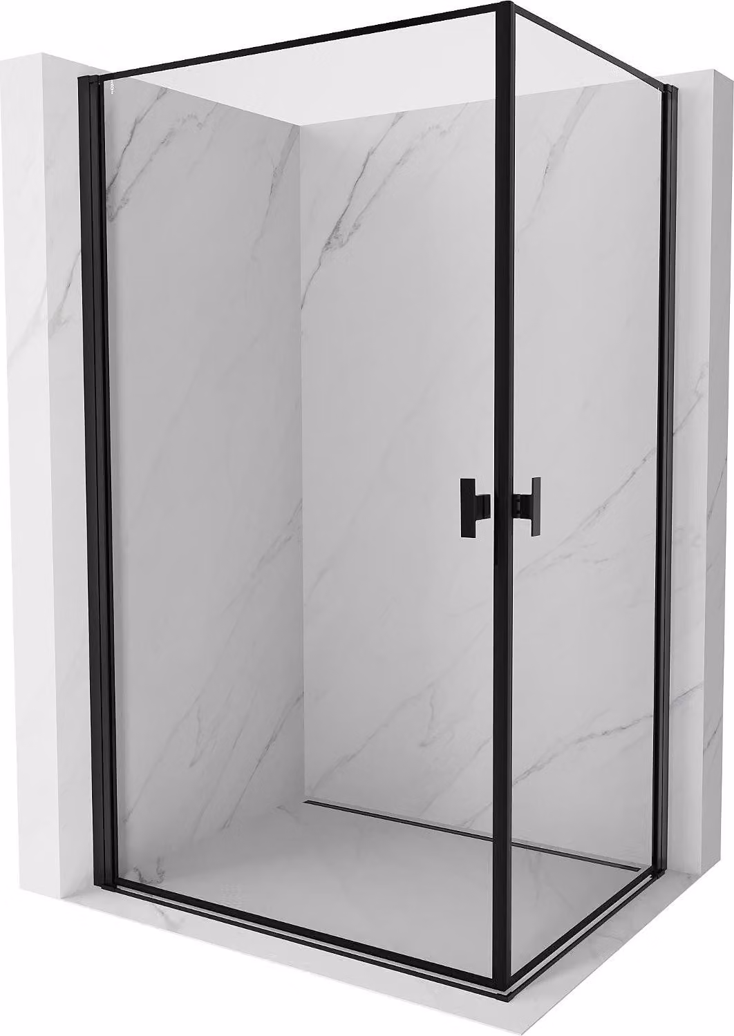 Mexen Mist-B Duo cabina doccia a battente 100 x 90 cm, cornice nera, nero - 8A2-100L-090P-70-70