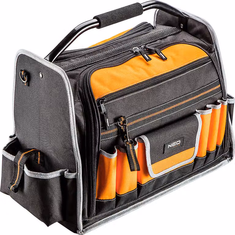 NEO TOOLS Borsa porta attrezzi - Borsa porta attrezzi professionale - Borsa porta attrezzi per appassionati di bricolage e hobbisti - Dimensioni 49,5 x 38 x 27 cm