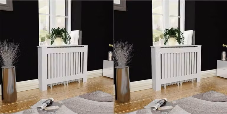 The Living Store Copriradiatore 2 pz. MDF bianco 112 cm