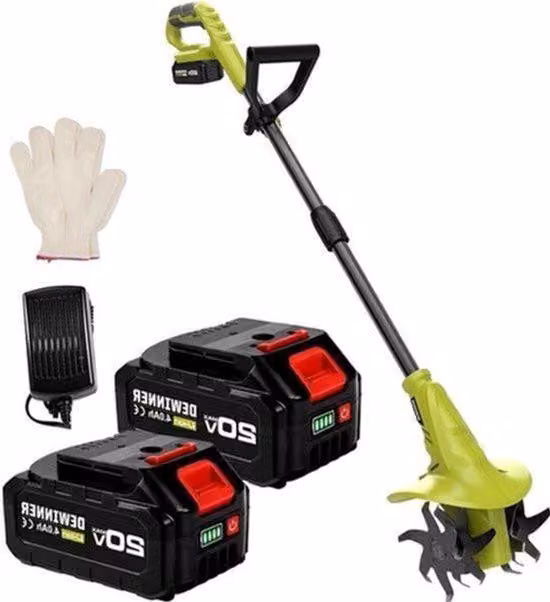 Motore elettrico per lavori di preparazione del terreno, senza fili, 400W, larghezza di lavoro di 20 cm, con 2 batterie