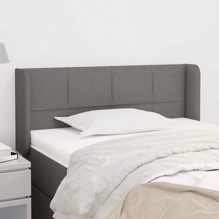 Testiera ad orecchio vidaXL in tessuto grigio scuro con struttura in legno, L: 83 cm, P: 16 cm, H: 78-88 cm