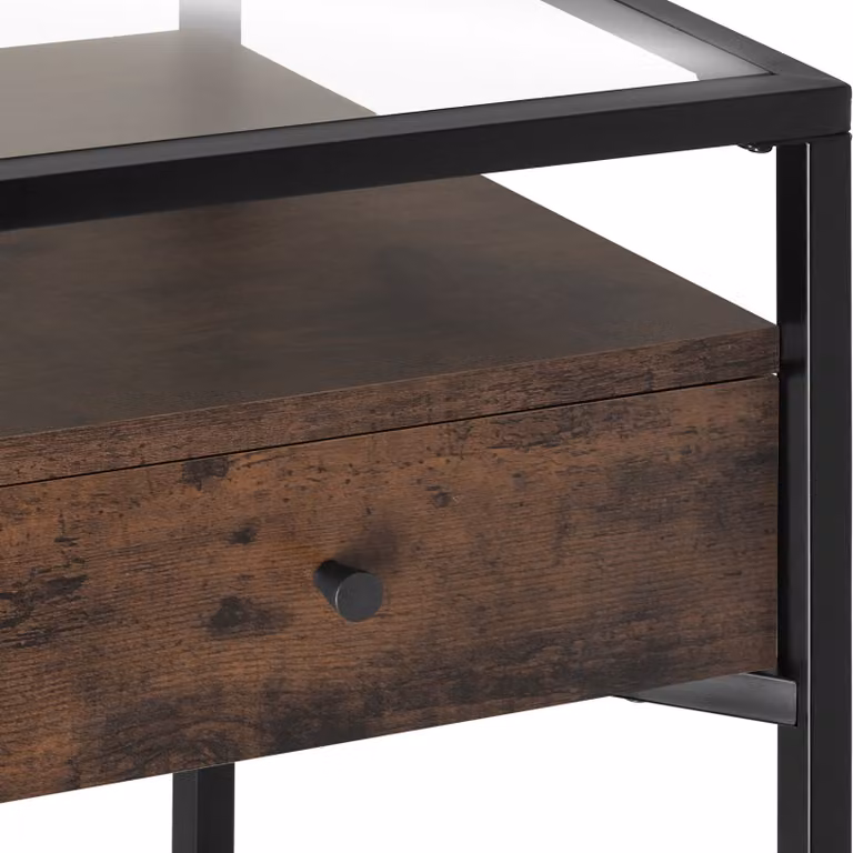 Comodino in stile industriale TecTake GmbH in legno e metallo marrone, L: 43 cm, P: 45 cm, H: 54,5 cm