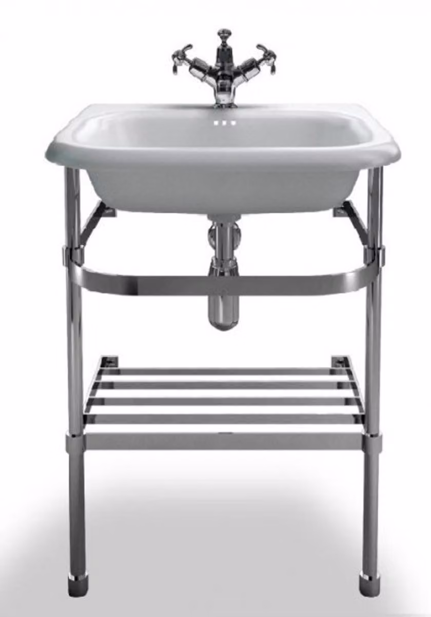 Casa Padrino Lavabo con piedistallo in pietra naturale bianco/acciaio inox L 55cm - Lavabo Art Deco in stile barocco antico