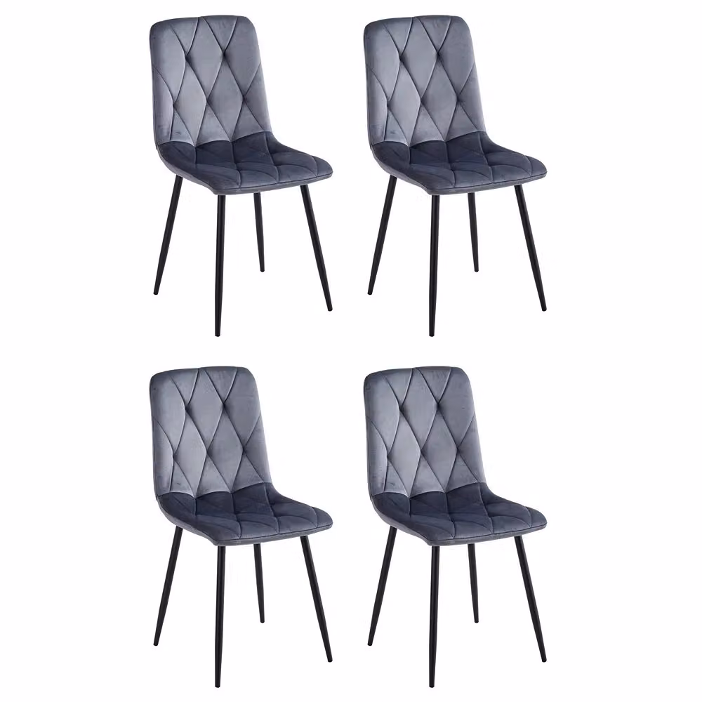 Sedia MELITA CASA VITAL in tessuto velvet grigia con struttura in metallo per la tua zona pranzo – 2
