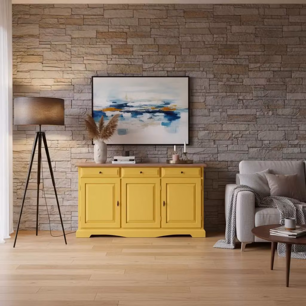 Madia credenza in legno laccato giallo Mobili 2G L/P/H: 156 x 42 x 85 cm – 2