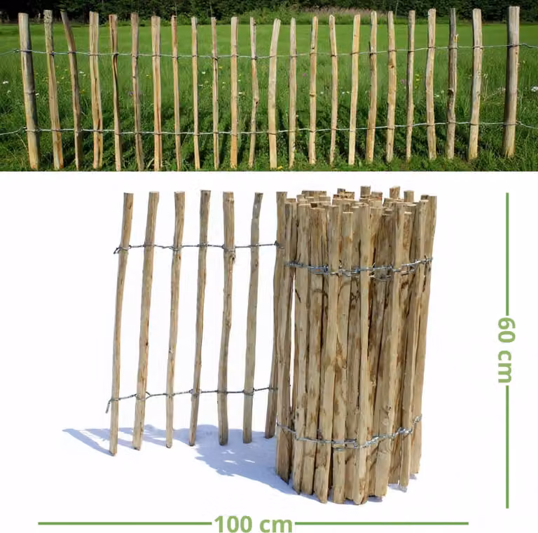 be4nature recinzione a picchetto nocciola castagno 1 m x 60 cm di altezza a 8-10 cm di distanza recinzione a rotolo recinzione da giardino recinzione in legno recinzione per lettiere recinzione per cani recinzione per polli