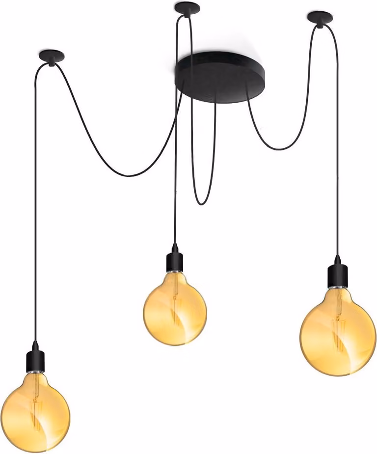 LUMILED luce a sospensione luce a sospensione lampadario creativo ragno plafoniera vintage E27 presa LED metallo nero altezza regolabile (3 fiamme)