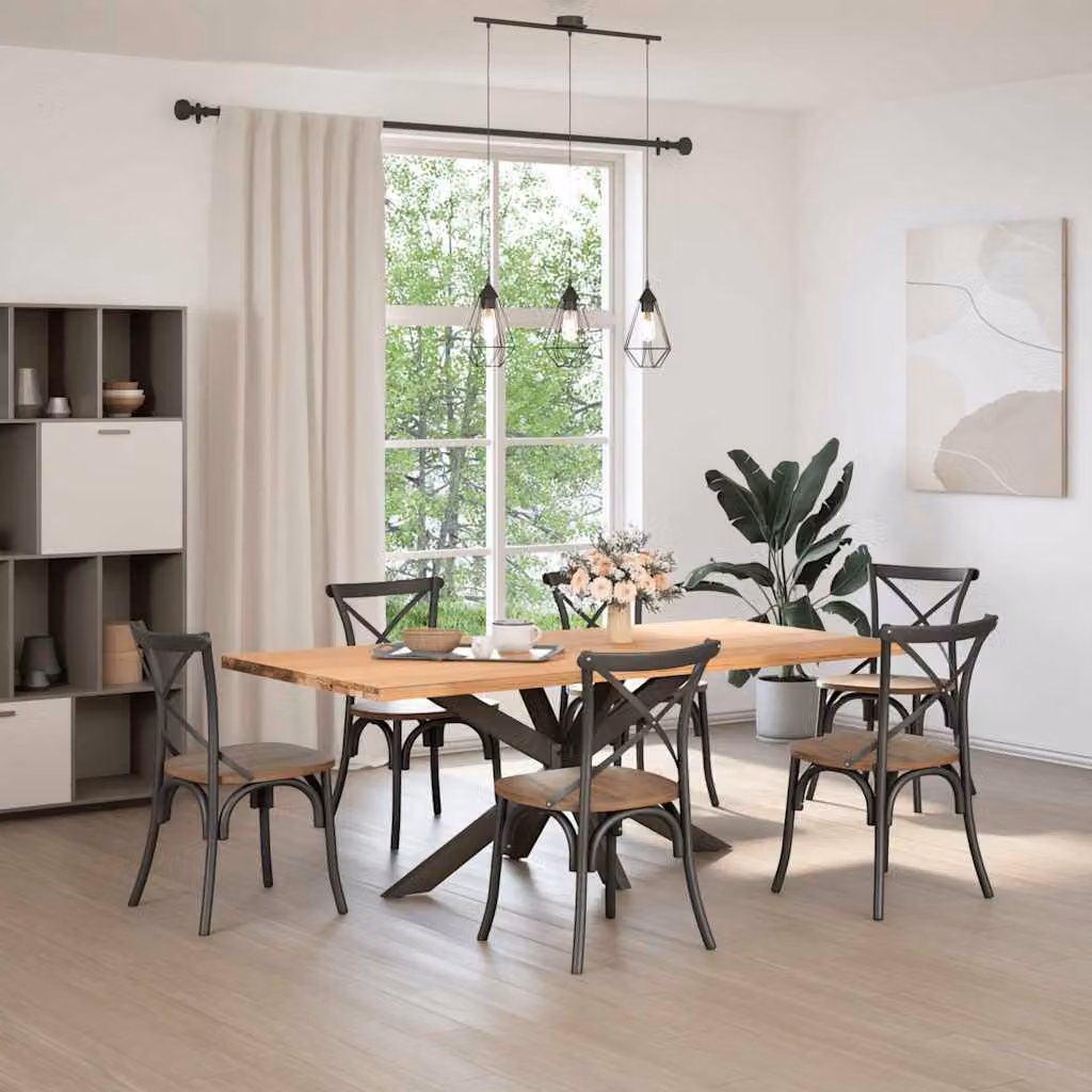 vidaXL Gamba Tavolo da Pranzo a Forma di Ragno Nero 150x78x(72-73) cm