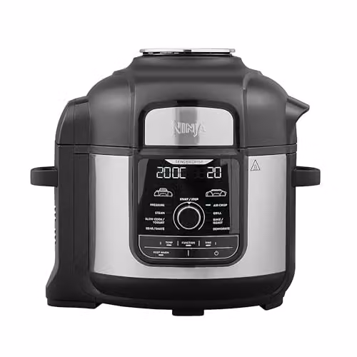 Ninja Foodi MAX Multicooker, 9 in 1, 7.5L, 9 Funzioni di Cottura, Pentola a Pressione, Friggitrice ad Aria, Cottura Lenta, Griglia e Altro, Acciaio Satinato/Nero, OP500EU