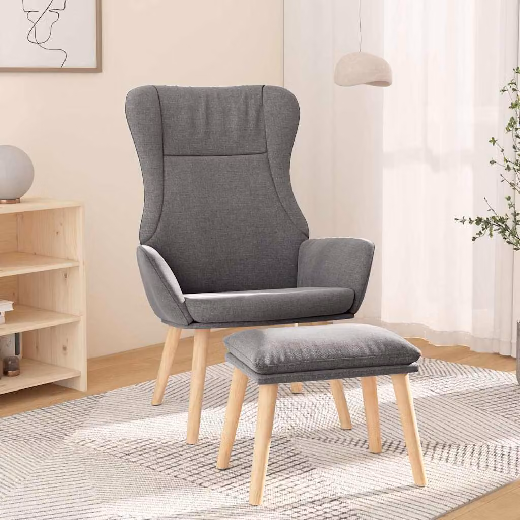 vidaXL Poltrona Relax con Poggiapiedi Grigio in Tessuto e Struttura in Metallo