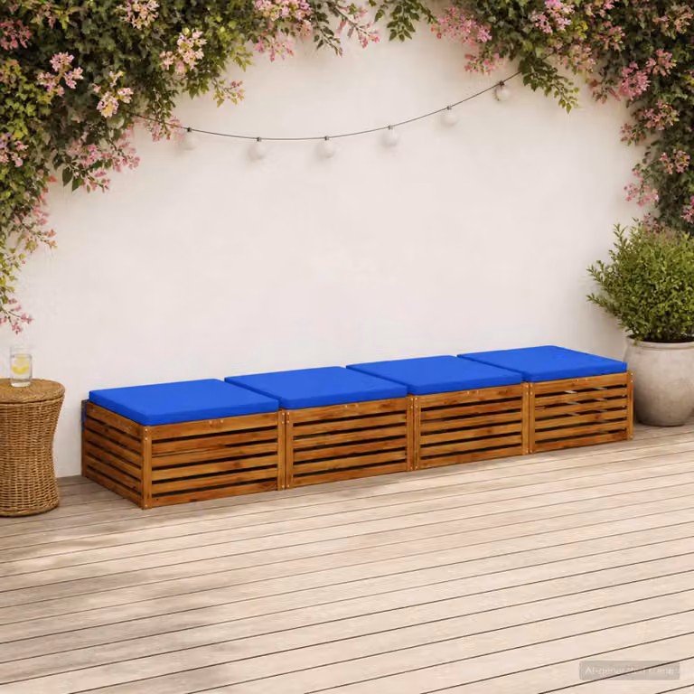 Set di 4 cuscini per sedia quadrati vidaXL in poliestere blu con rivestimento lavabile e resistente ai raggi UV