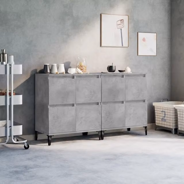 Set di 2 credenze vidaXL in legno e metallo grigio per sala da pranzo L/P/H: 60 x 35 x 70 cm