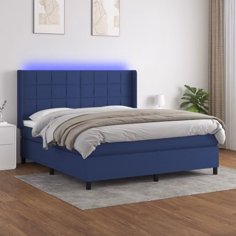 Maison Exclusive - Letto a Molle con Materasso e LED Blu 180x200 cm in Tessuto
