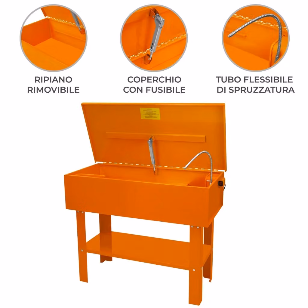 Lavapezzi per parti meccaniche Monster Shop arancione con tubo flessibile da 180L – 2