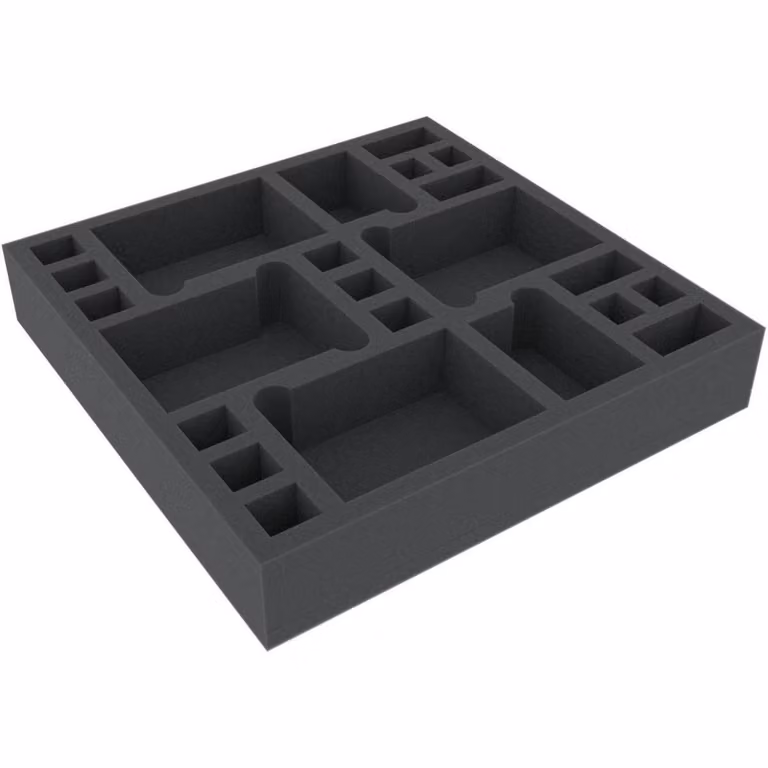 Inserto in schiuma con 23 scomparti per scatola da gioco da tavolo 255x255x45 mm