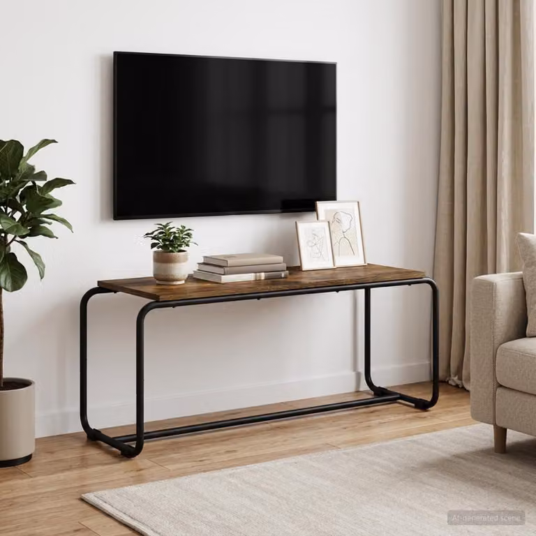 Supporto TV vidaXL in stile industriale, Rovere Fumo, L/P/H: 98 x 35.5 x 42 cm
