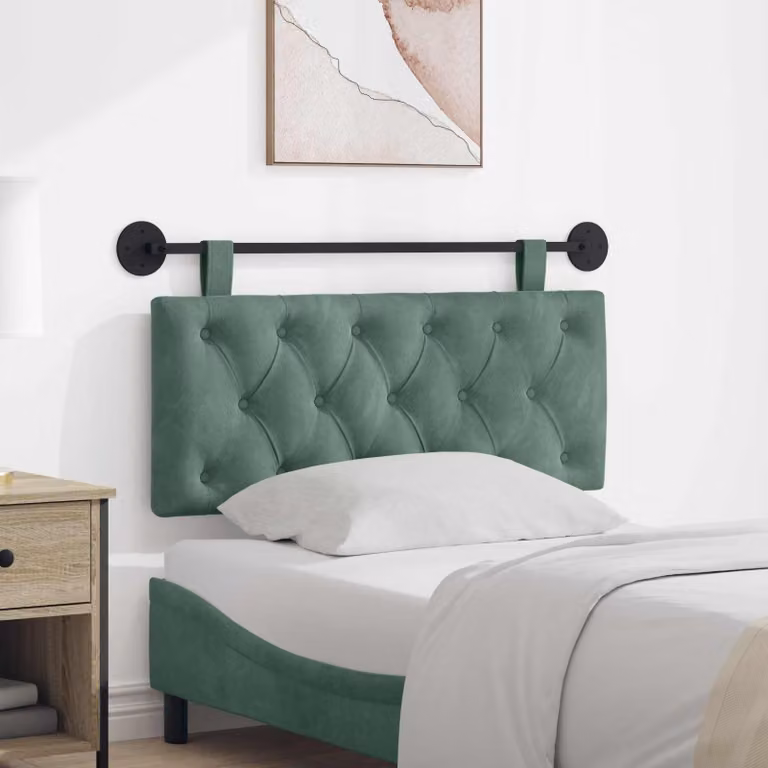 Testiera sospesa vidaXL in velluto verde con illuminazione integrata e pannello imbottito