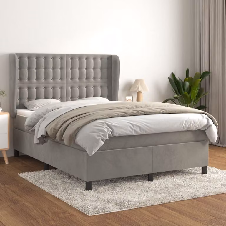 Maison Exclusive - Giroletto a Molle con Materasso Grigio Chiaro 140x190cm Velluto
