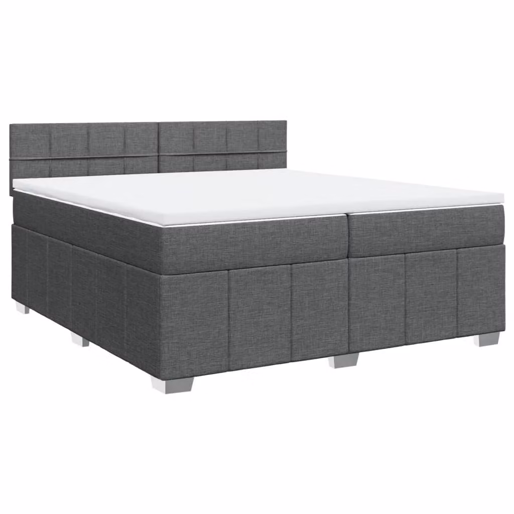Giroletto a Molle con Materasso Grigio Scuro 200x200 cm Tessuto
