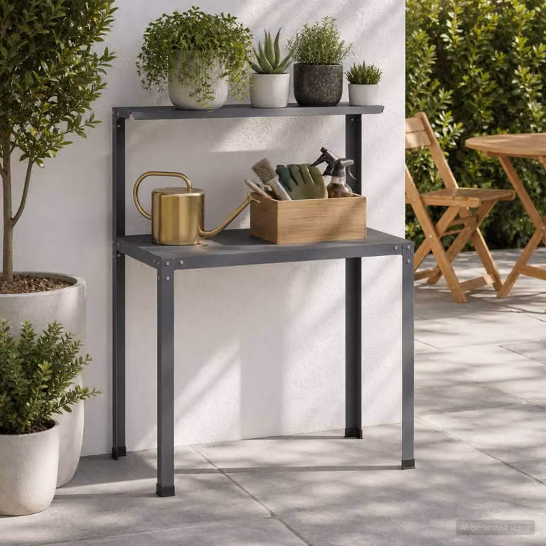 vidaXL Tavolo da rinvaso in metallo antracite, L 80 cm x P 50 cm x H 104 cm
