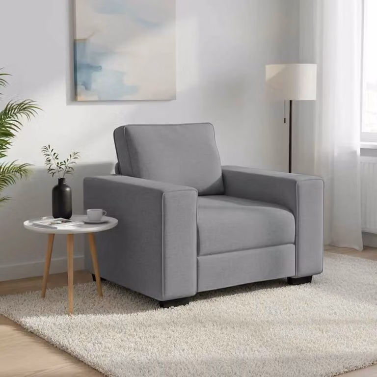 Poltrona lounge vidaXL in tessuto grigio con braccioli L: 100 cm, P: 77 cm, H: 82 cm
