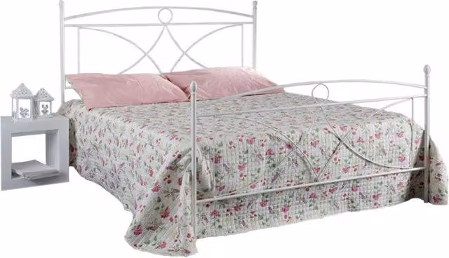 Letto in ferro una piazza e mezza con pediera Bianco ALICE 126x208x h128 cm