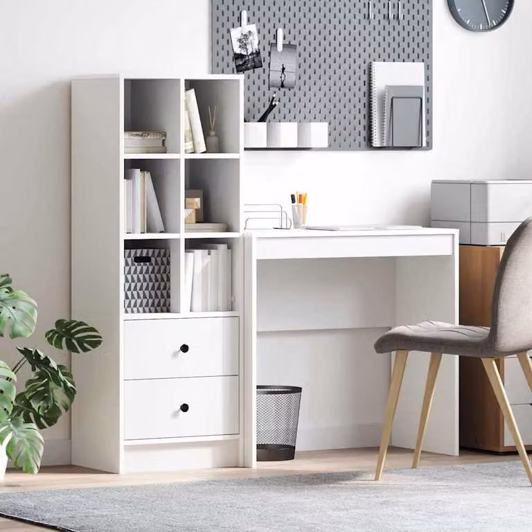 Maison Exclusive - Scrivania con cassetto 2 pcs Bianco