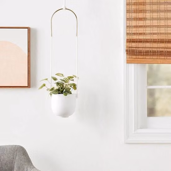 Cestello per piante appeso Umbra Bolo bianco modello moderno da parete