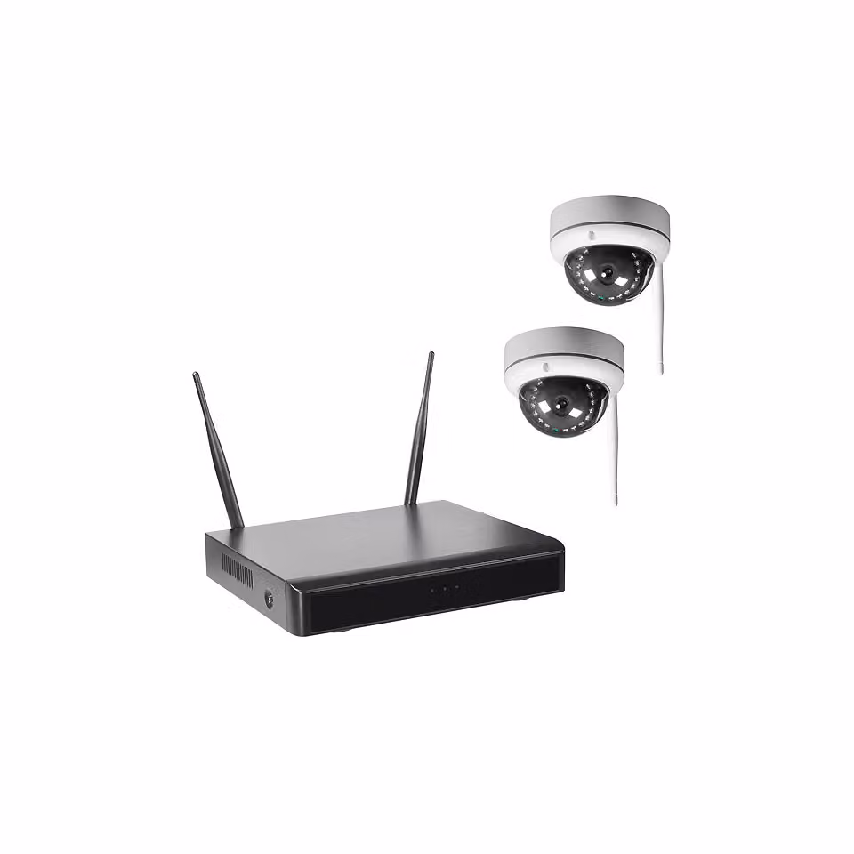NVR Wi-Fi con 2 telecamere a cupola wireless WR100D, disco rigido HDD da 4 TB Wi-Fi