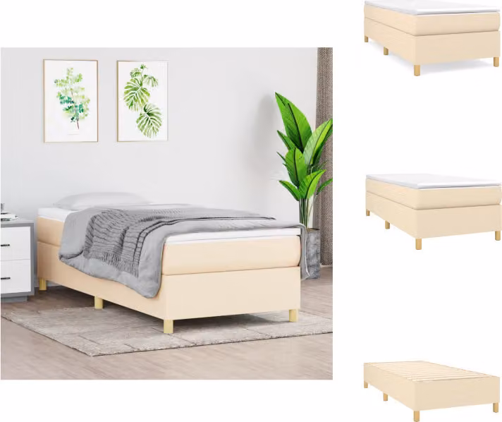 vidaXL Letto a molle insacchettate crema 90x190 cm in tessuto - Letti e strutture letto