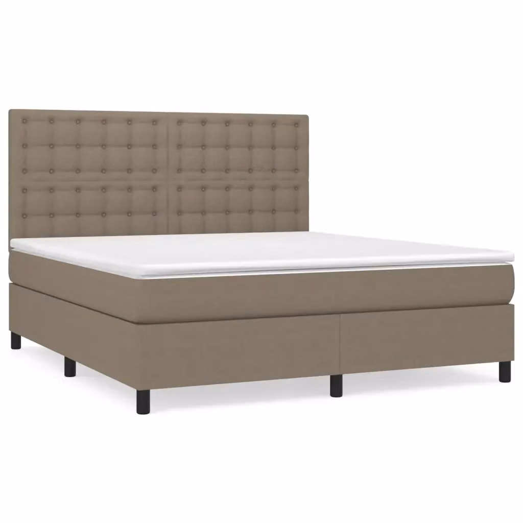 Letto Ibrido con Giroletto a Molle e Materasso vidaXL in Tessuto Beige L/P/H: 160 x 200 x 128 cm – 2