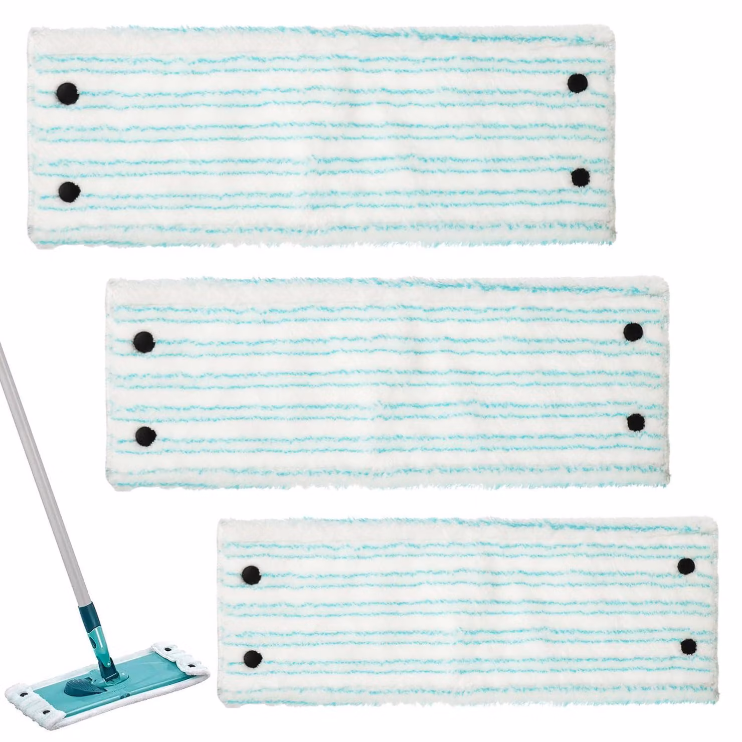 3 testine di ricambio per mop, 42x15 cm, in microfibra, adatte a tutti i tipi di pavimento