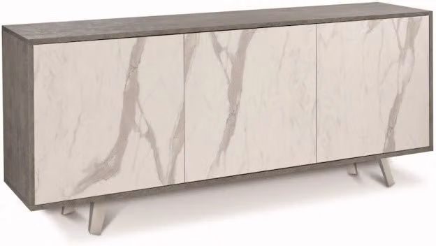 Mobile 3 Ante 177L x 41P x h74 – Finitura Cemento e Marmo Calacatta – Sarmog