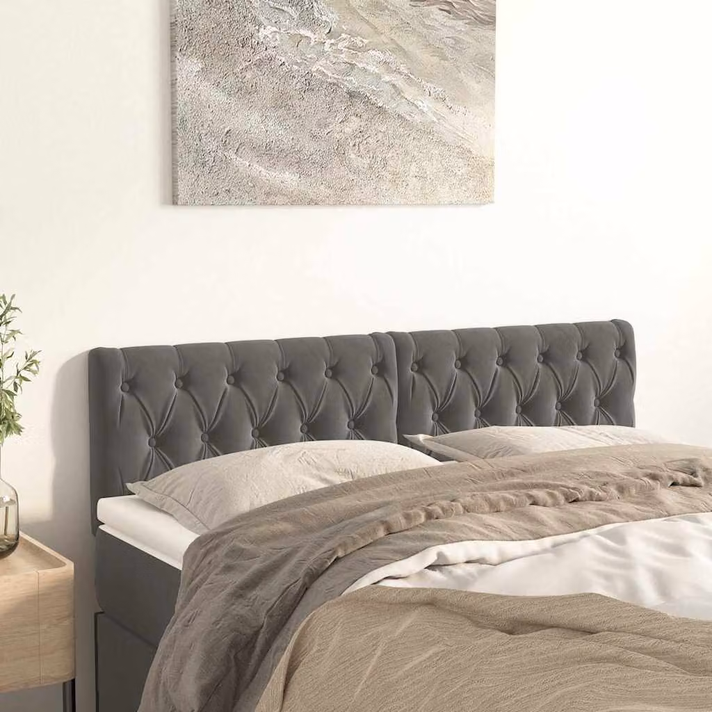 Testiera per letto vidaXL in velluto grigio scuro, L: 160 cm, P: 7 cm, H: 78-88 cm