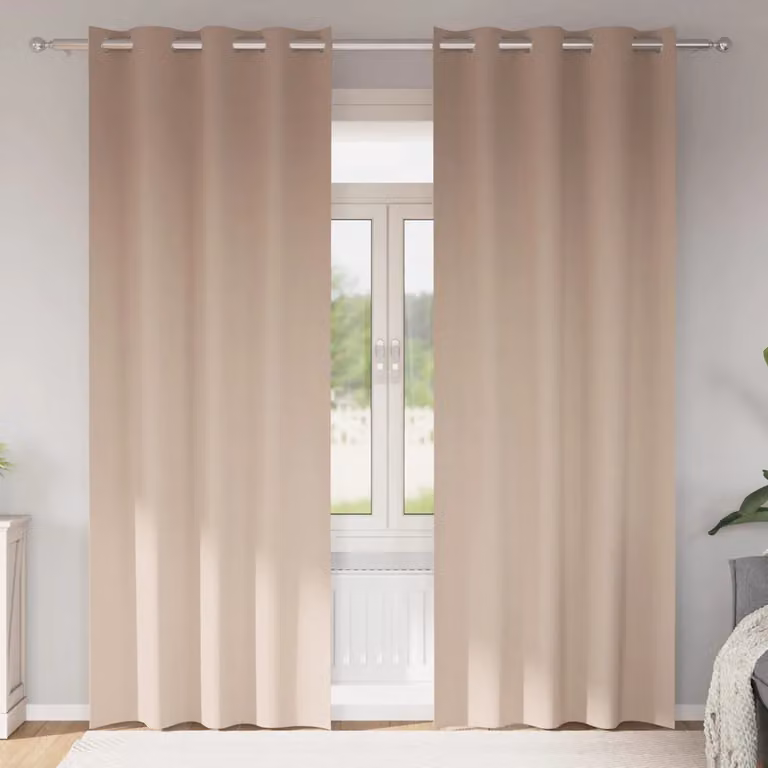 Set di 2 tende blackout vidaXL con anelli in poliestere, colore tortora, H 260 x L 140 cm