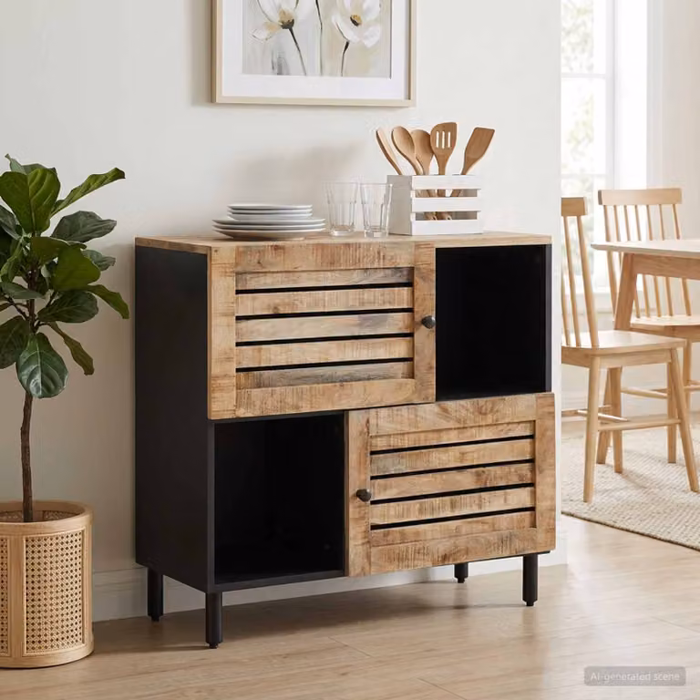 Armadio di stoccaggio moderno vidaXL in legno di mango marrone L: 80 cm, P: 33,5 cm, H: 75 cm