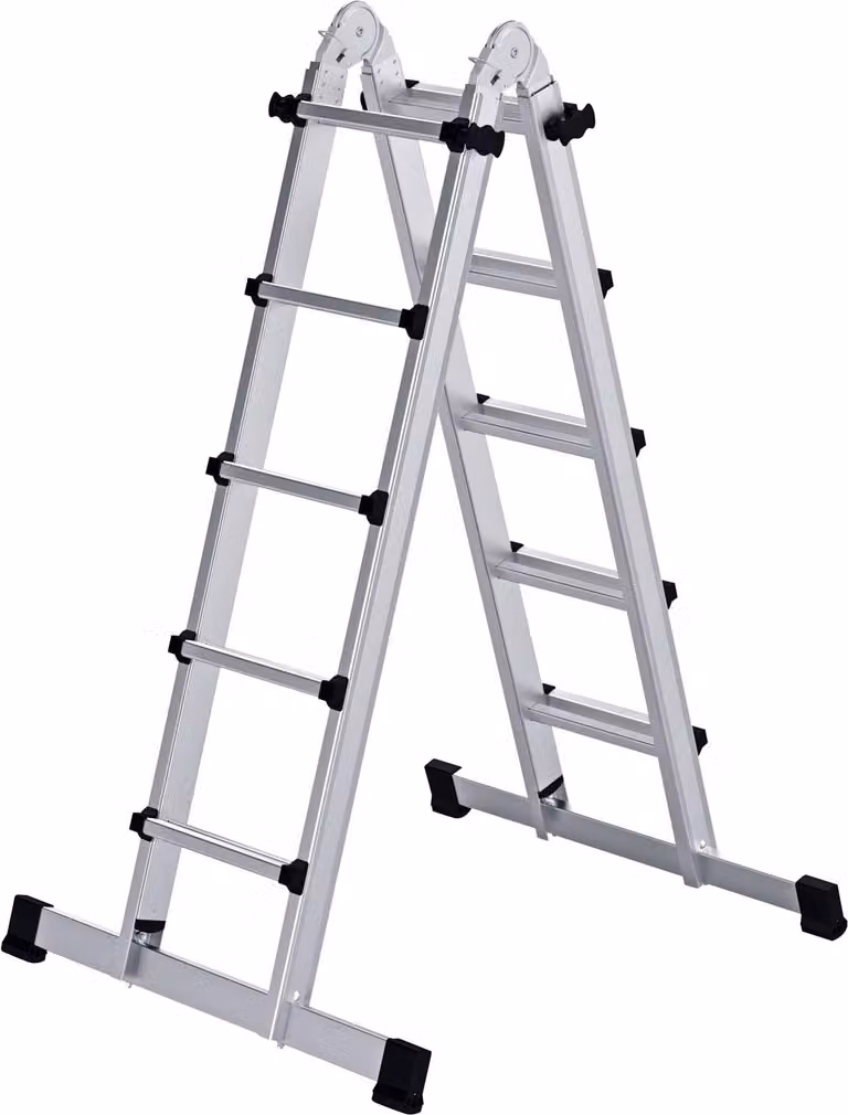 Scala telescopica a 4 sezioni con traversa a pioli 4x5