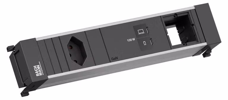 BACHMANN POWER FRAME M 1xCH 0°, 1xUSB C/C 100 W, 1xCM L=0,2 m
