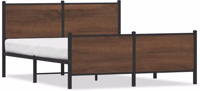 Letto matrimoniale Design In in metallo color rovere marrone con rete a doghe fisse L/P/H: 200 x 140 x 91,5 cm – 1