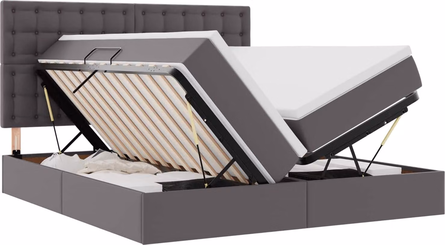 Letto con contenitore e LED Grigio 180 x 200 cm