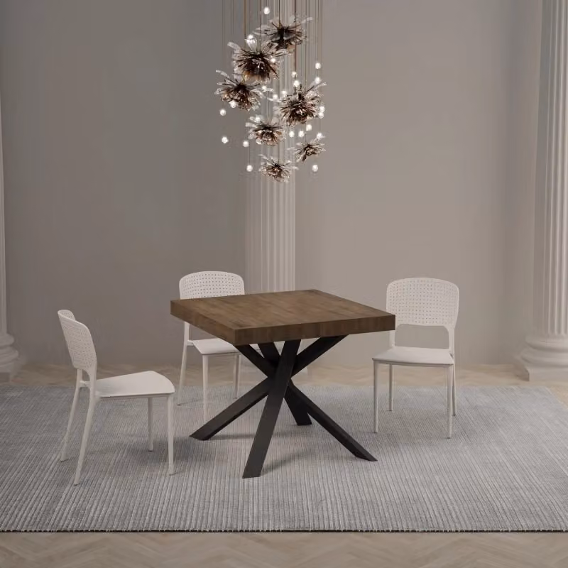 Tavolo allungabile Clerk Itamoby con piano in noce e gambe antracite L/P: 90 x 90 cm, estensibile fino a 194 cm – 2