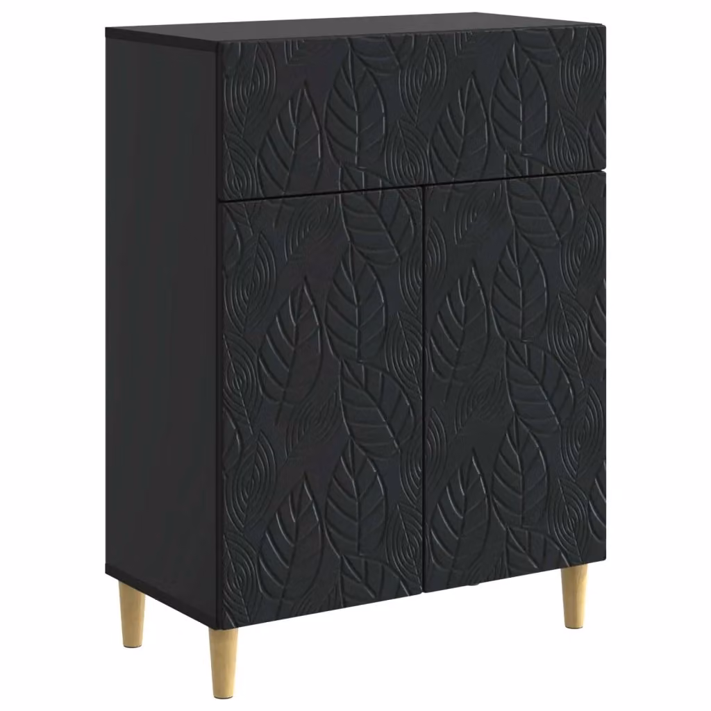 Credenza Buffet Nero in Legno MDF per Soggiorno e Sala da Pranzo L: 66 cm, P: 34,5 cm, H: 90 cm – 2