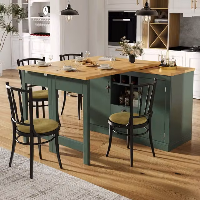 Tavolo da bar estensibile 360¡ã - Zephmum- Regolabile 120-180cm, verde scuro