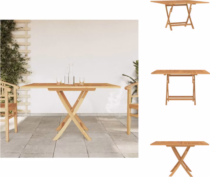 vidaXL Tavolo da giardino pieghevole 120x120x75 cm in legno massiccio di teak - Tavoli da giardino