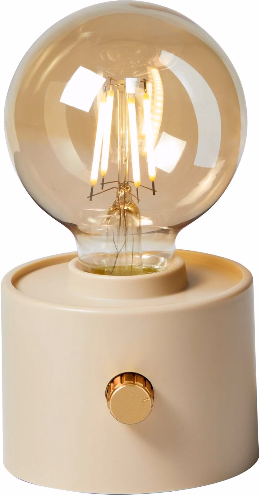 Lampada da tavolo LED vintage a forma di lampadina a incandescenza Edison con batteria ricaricabile, USB-C, dimmerabile con interruttore rotante – decorazione moderna, beige