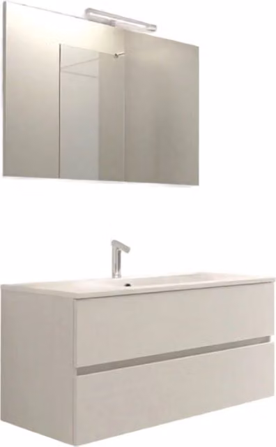 Mobile da Bagno Sospeso con Lavabo 90 cm e Specchio Bali Light Bianco Frassino